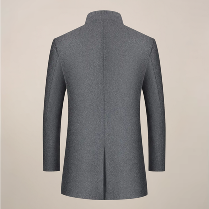 Herren Langmantel Slim Fit Stehkragen Winterjacke