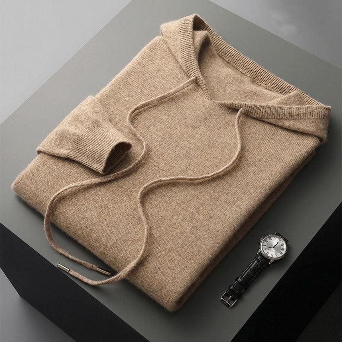 Herren Strickpullover mit Kapuze Lässig
