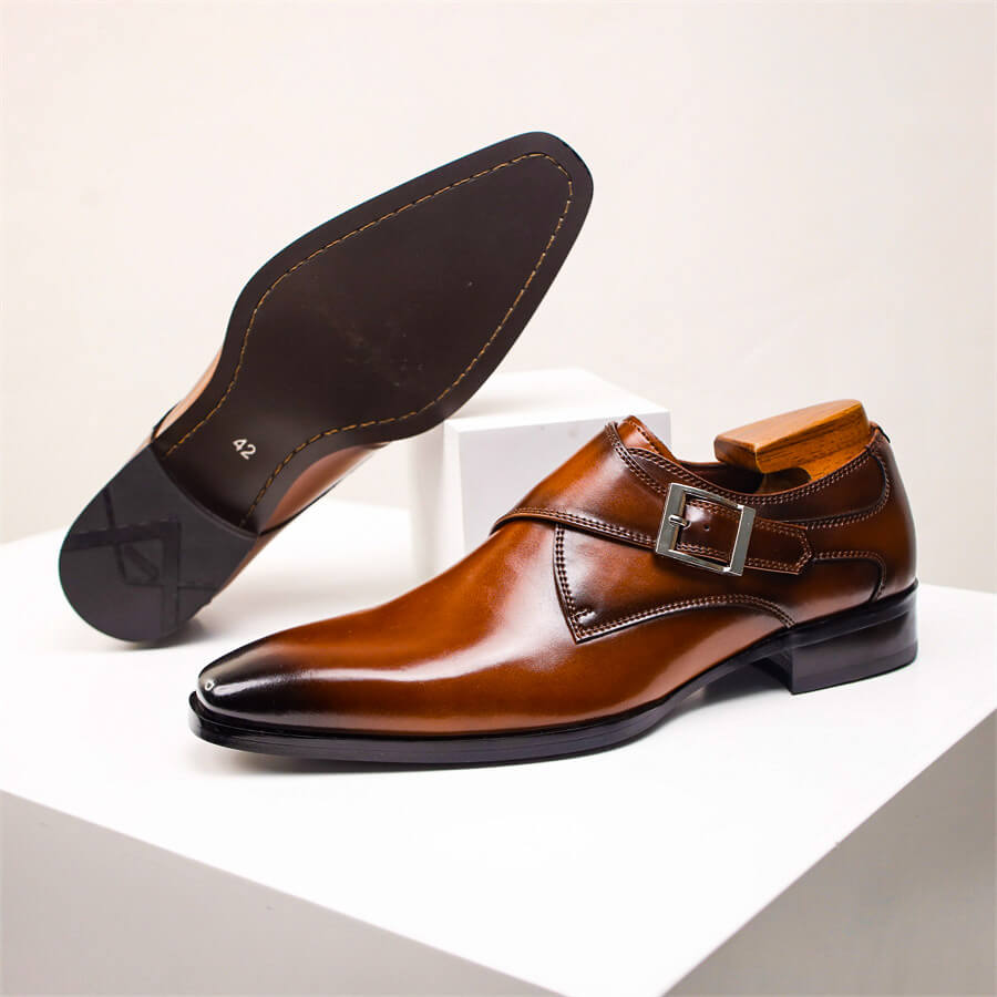 Herren Monk Strap Schuhe Lederschuhe Elegantes Design