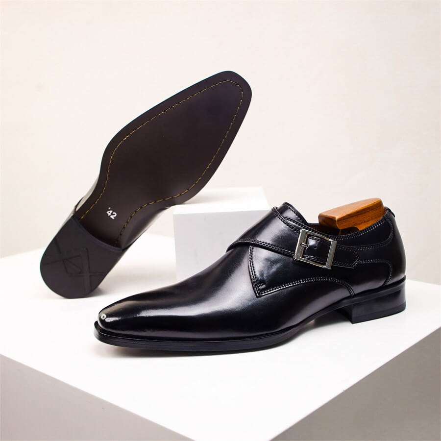 Herren Monk Strap Schuhe Lederschuhe Elegantes Design