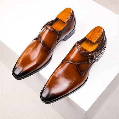 Herren Monk Strap Schuhe Lederschuhe Elegantes Design