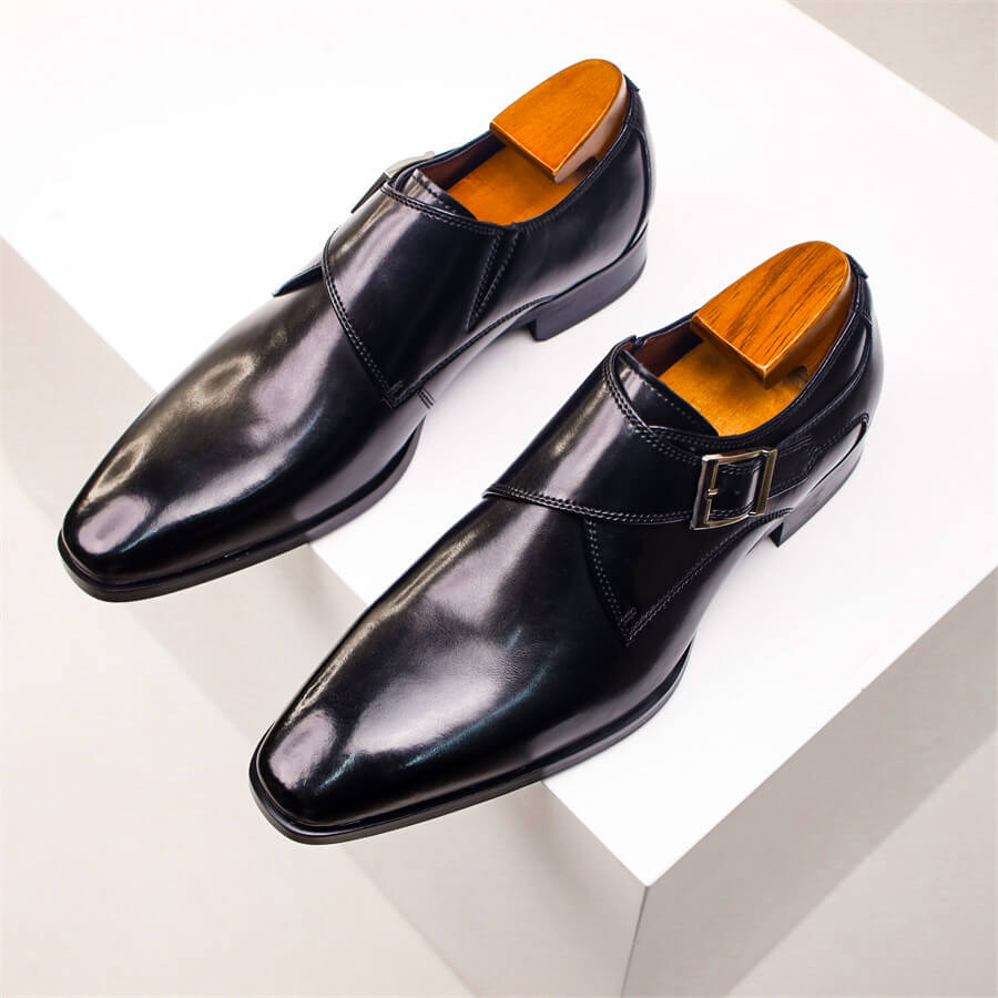 Herren Monk Strap Schuhe Lederschuhe Elegantes Design