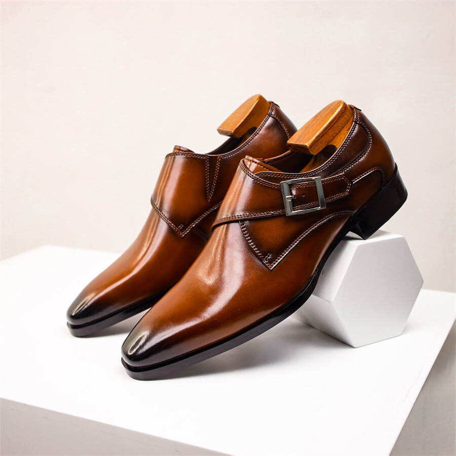 Herren Monk Strap Schuhe Lederschuhe Elegantes Design