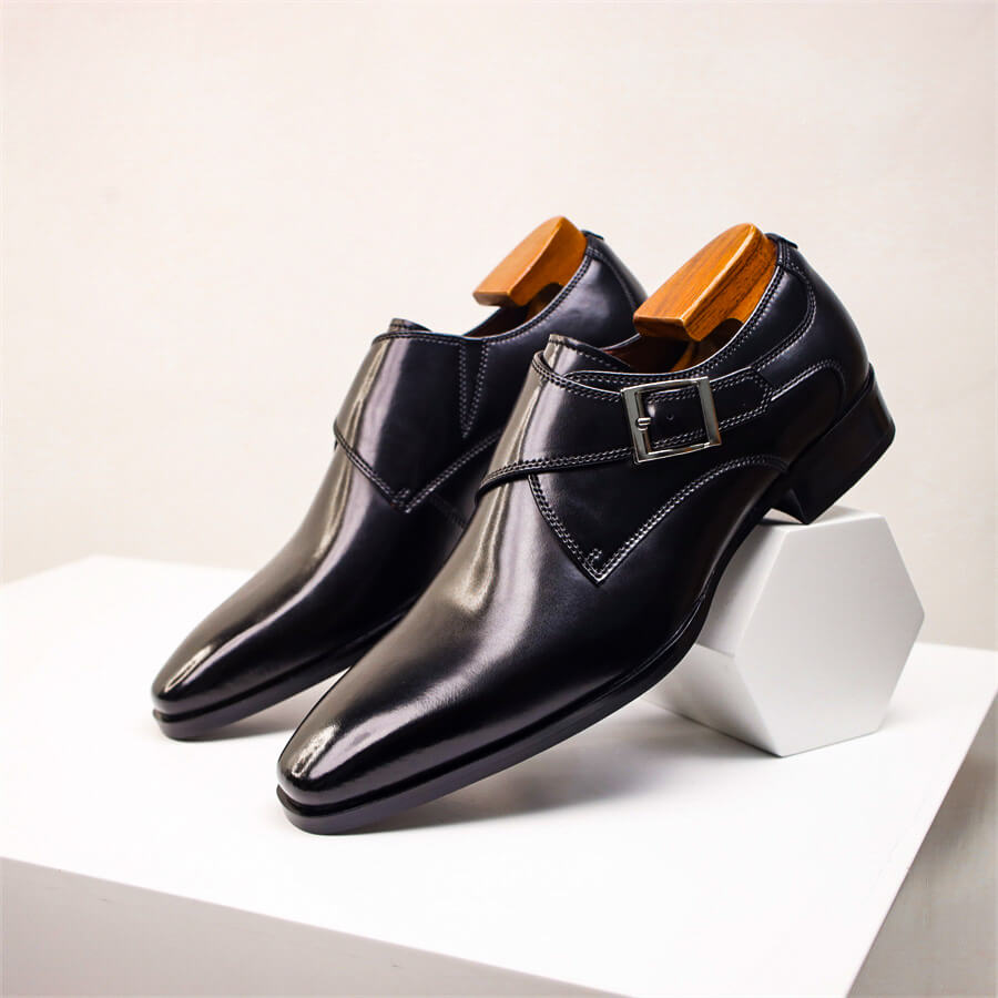 Herren Monk Strap Schuhe Lederschuhe Elegantes Design