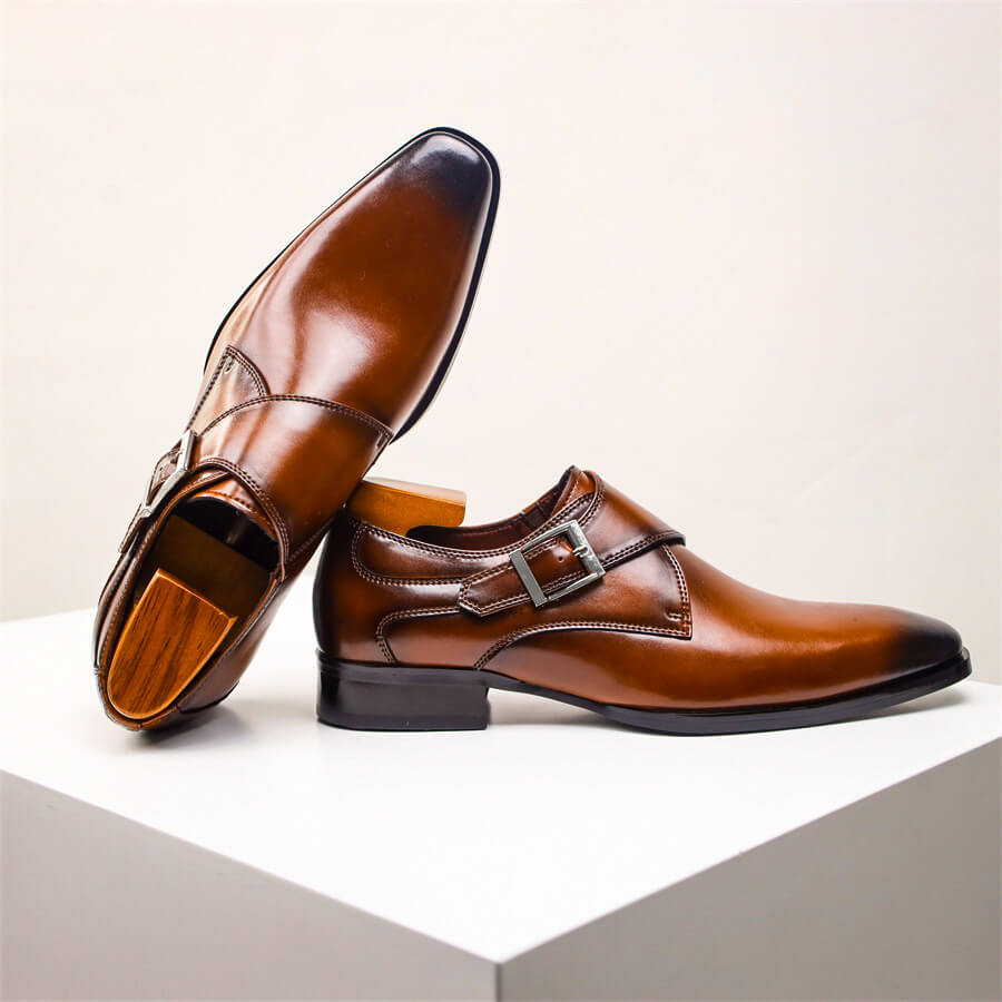 Herren Monk Strap Schuhe Lederschuhe Elegantes Design