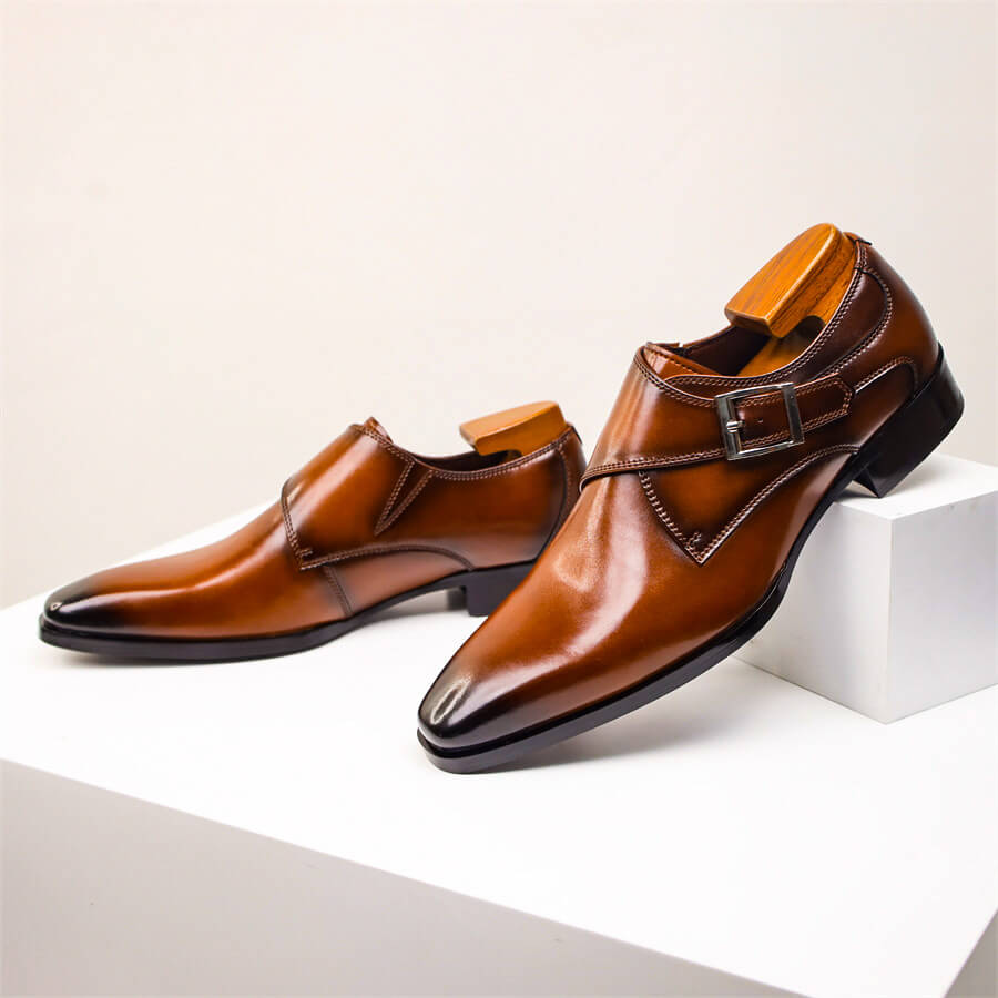 Herren Monk Strap Schuhe Lederschuhe Elegantes Design