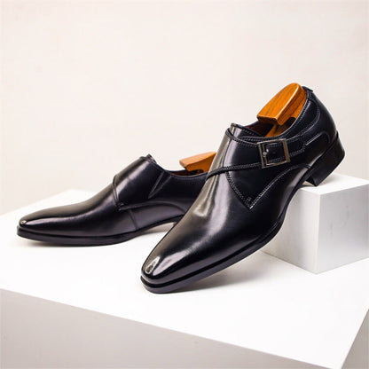 Herren Monk Strap Schuhe Lederschuhe Elegantes Design