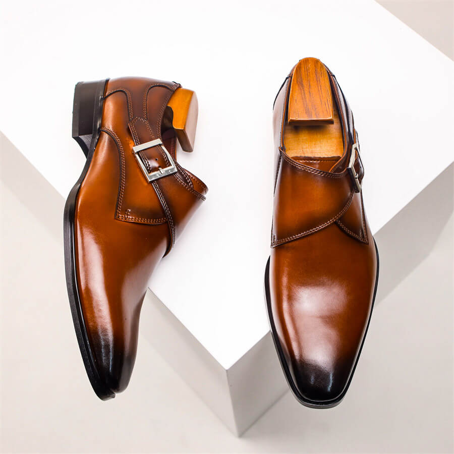 Herren Monk Strap Schuhe Lederschuhe Elegantes Design