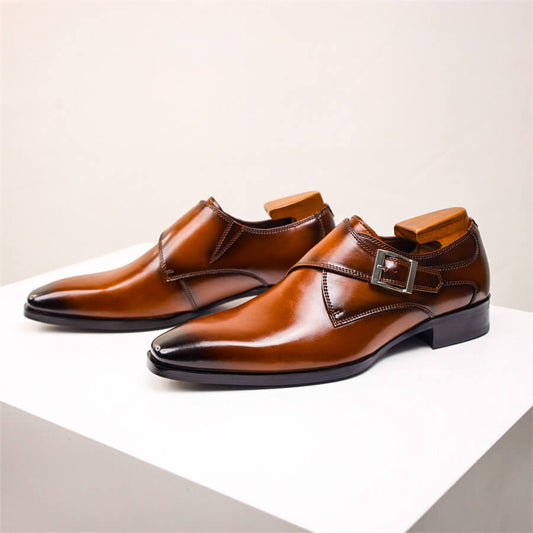 Herren Monk Strap Schuhe Lederschuhe Elegantes Design Schwarz - Eveloria