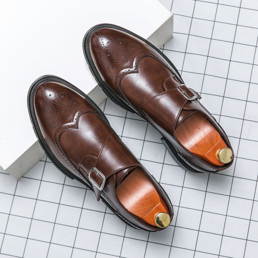 Herren Monk Strap Schuhe Elegantes Leder