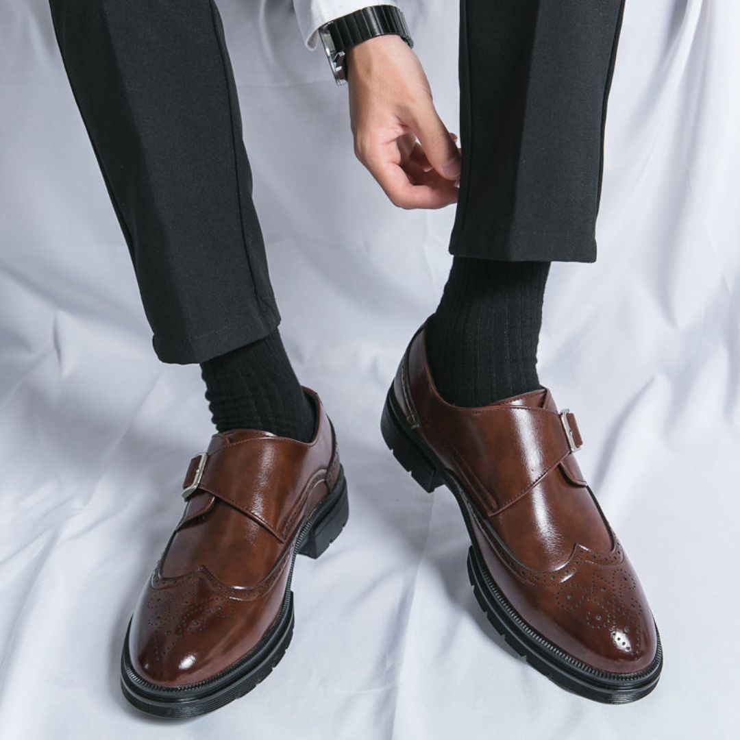 Herren Monk Strap Schuhe Elegantes Leder