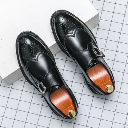 Herren Monk Strap Schuhe Elegantes Leder Schwarz - Eveloria