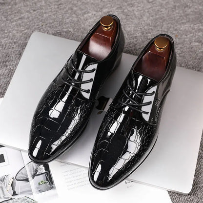 Herren Lack Oxford Schuhe Elegante Schnürschuhe