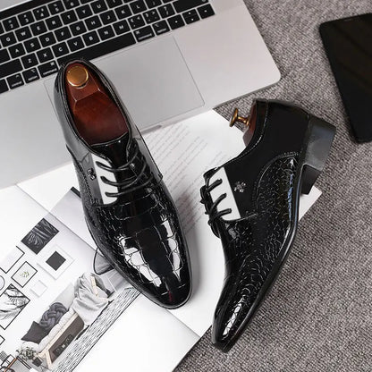 Herren Lack Oxford Schuhe Elegante Schnürschuhe