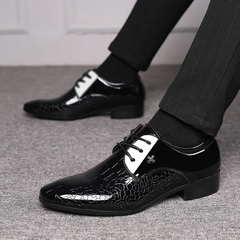 Herren Lack Oxford Schuhe Elegante Schnürschuhe