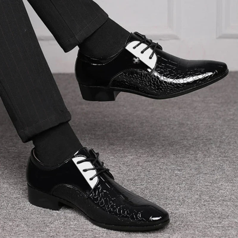 Herren Lack Oxford Schuhe Elegante Schnürschuhe