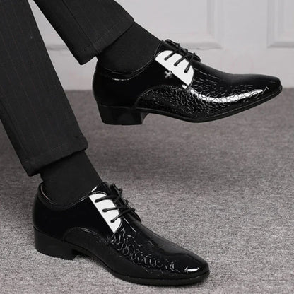 Herren Lack Oxford Schuhe Elegante Schnürschuhe