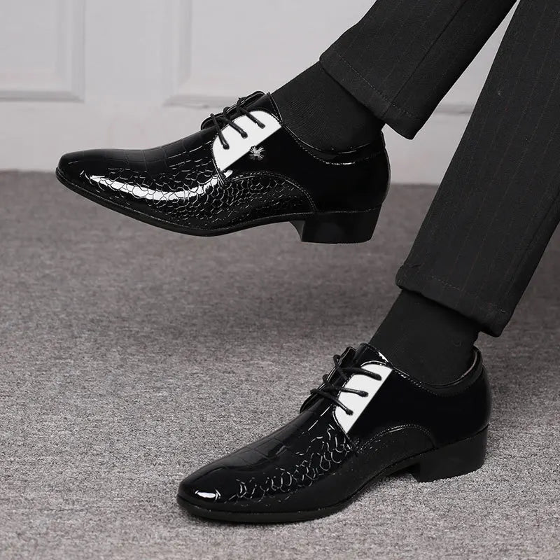 Herren Lack Oxford Schuhe Elegante Schnürschuhe