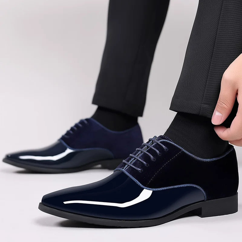 Dylan Herren Lack-Oxford Schuhe Samt Glanz Schwarz - Eveloria