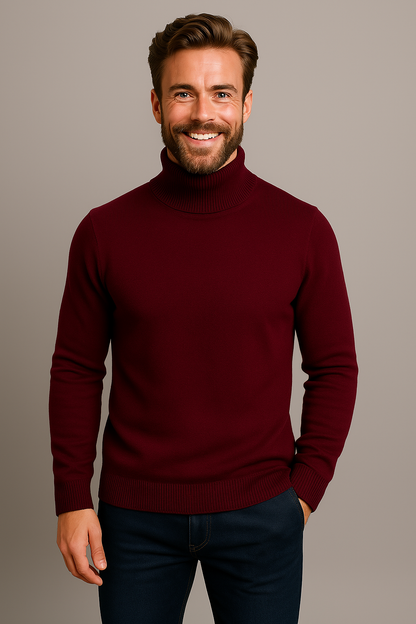 Herren Rollkragenpullover Frühling Merino aus Baumwolle Beige