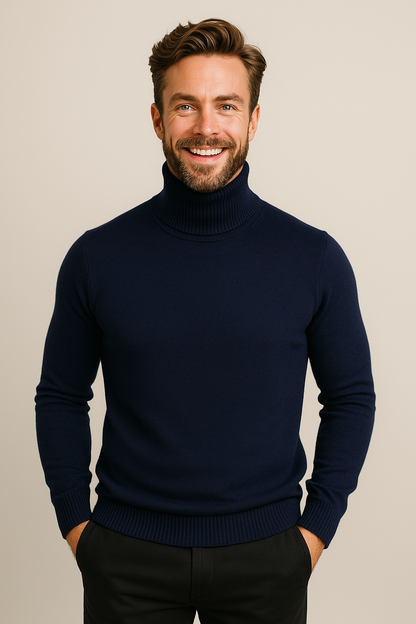 Herren Rollkragenpullover Frühling Merino aus Baumwolle Beige