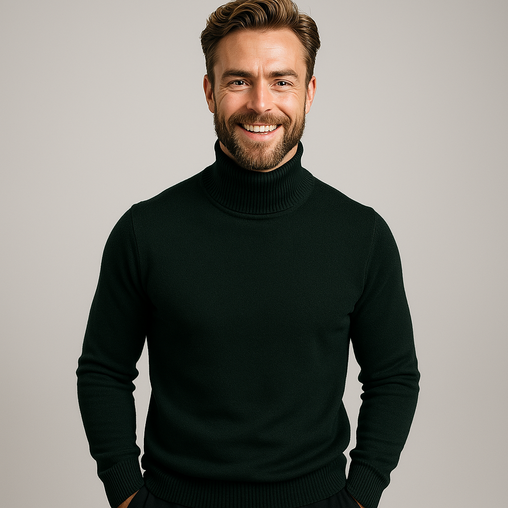 Herren Rollkragenpullover Frühling Merino aus Baumwolle Beige
