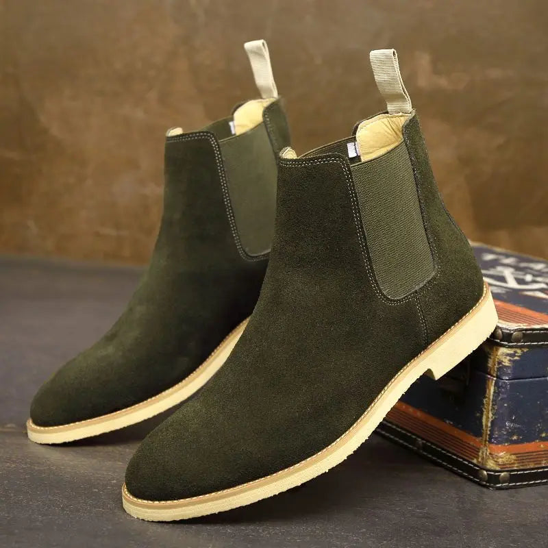 Herren Chelsea Boots Mittelhoher Knöchelschaft Leder Schwarz - Eveloria