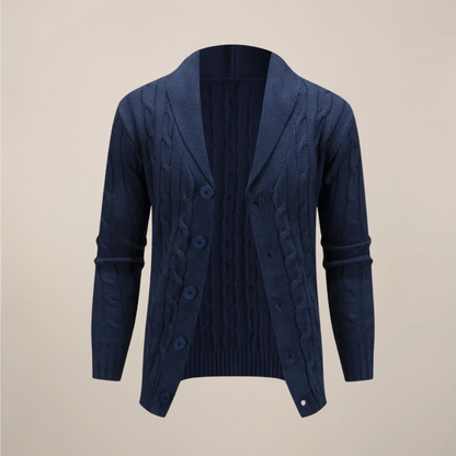 Herren Strickcardigan Grobstrick Pullover Schalkragen Beige