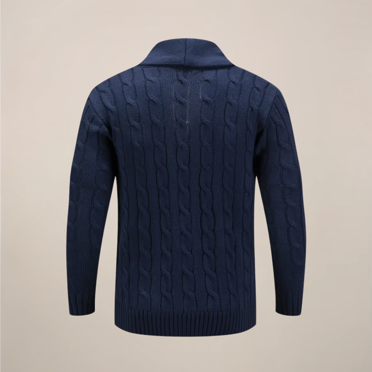 Herren Strickcardigan Grobstrick Pullover Schalkragen Beige