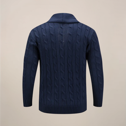 Herren Strickcardigan Grobstrick Pullover Schalkragen Beige