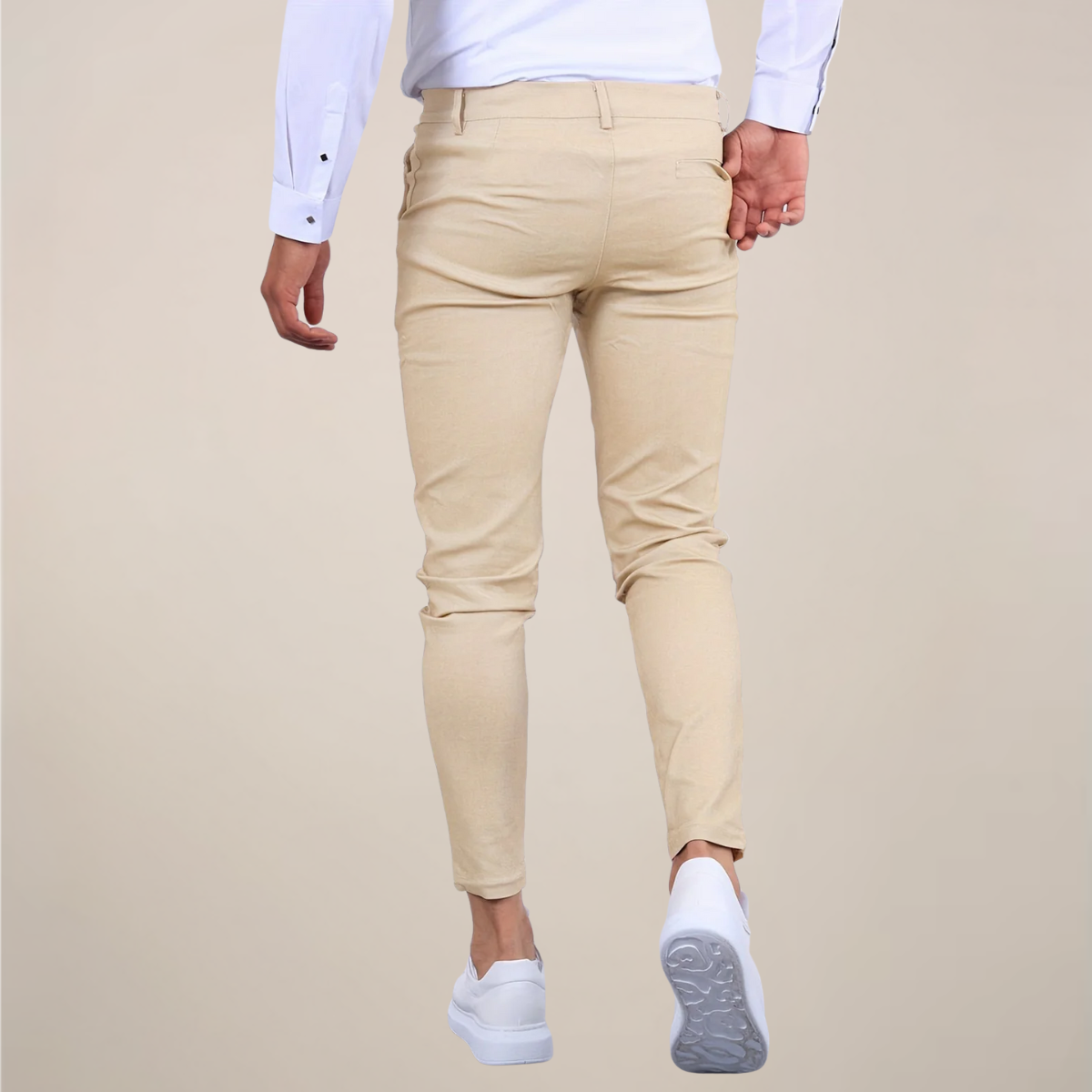 Herren Chino Hose Slim Fit Lässig Beige
