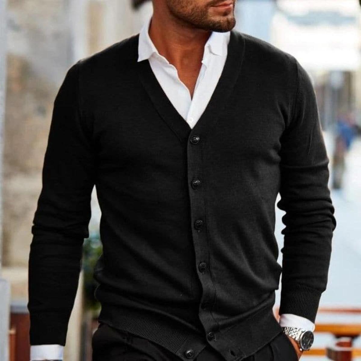 Herren Strickjacke V-Ausschnitt Business-Casual