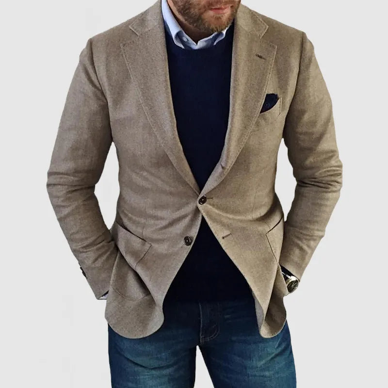 Herren Zwei-Knopf Blazer Slim Fit Baumwolle