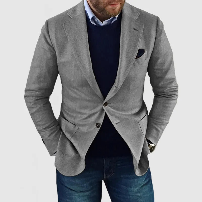 Herren Zwei-Knopf Blazer Slim Fit Baumwolle