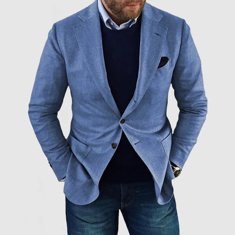 Herren Zwei-Knopf Blazer Slim Fit Baumwolle Schwarz - Eveloria