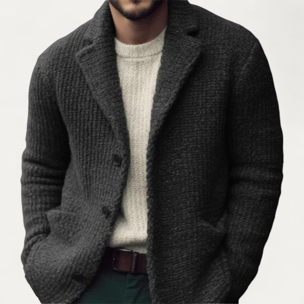 Herren Strickblazer Cardigan Strukturierter Stoff Klassisches - Eveloria