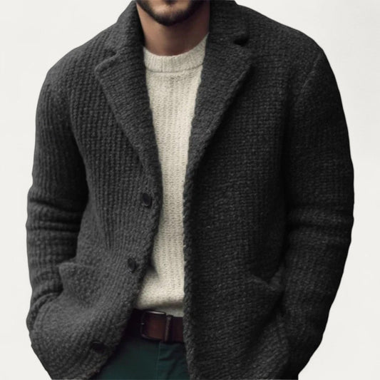 Herren Strickblazer Cardigan Strukturierter Stoff Klassisches - Eveloria