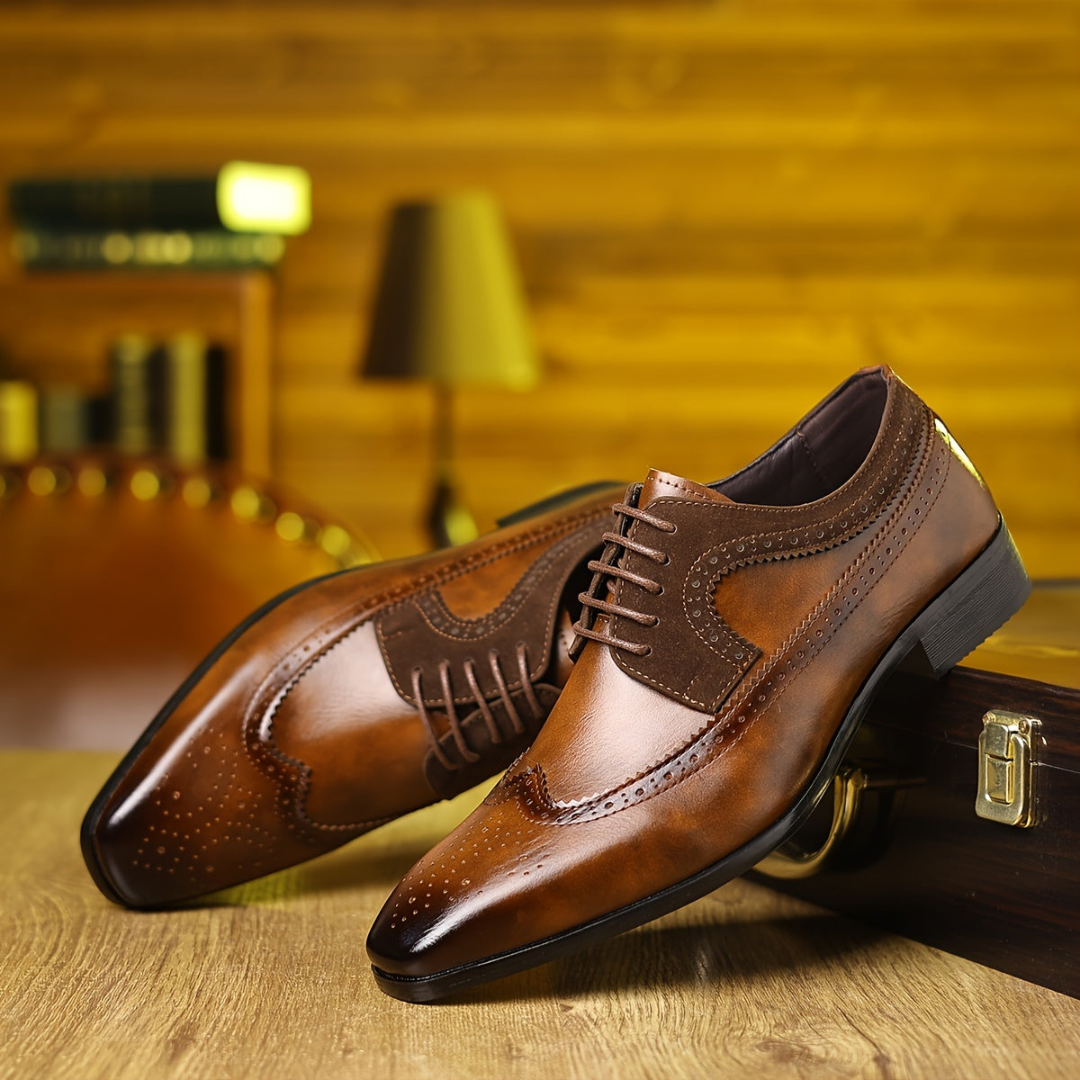 Herren Oxford Schuhe Brogue Flügelspitze Schnürsenkel