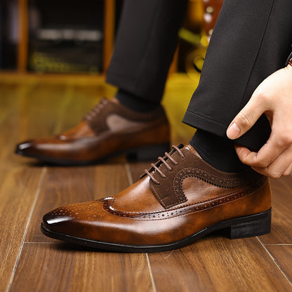 Herren Oxford Schuhe Brogue Flügelspitze Schnürsenkel