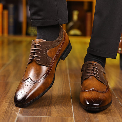 Herren Oxford Schuhe Brogue Flügelspitze Schnürsenkel