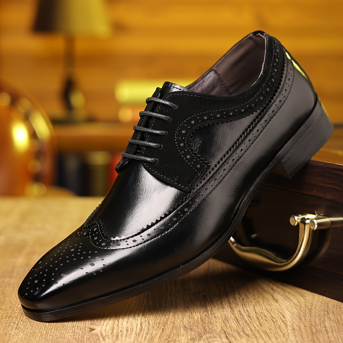 Herren Oxford Schuhe Brogue Flügelspitze Schnürsenkel