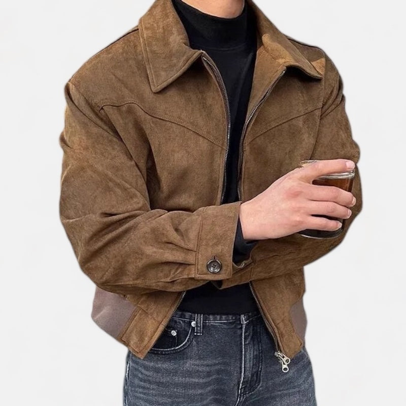 Herren Vintage Zip Jacke Lässig Schwarz - Eveloria
