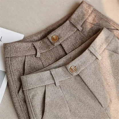 Herren Vintage-Hose Hohe Taille Falten