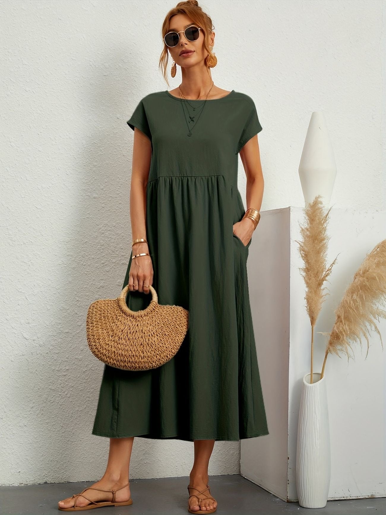 Eveloria Damenkleid Rundhalsausschnitt Elegantes Design