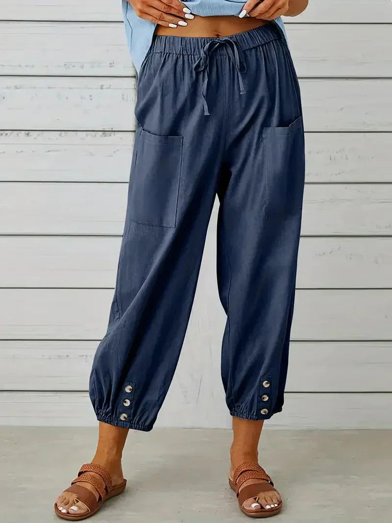 Damen Freizeit-Hose Elastischer Bund Kordelzug