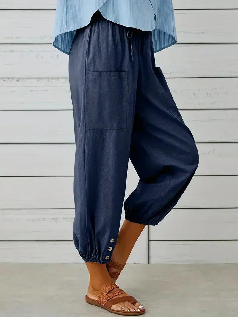 Damen Freizeit-Hose Elastischer Bund Kordelzug