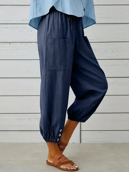 Damen Freizeit-Hose Elastischer Bund Kordelzug