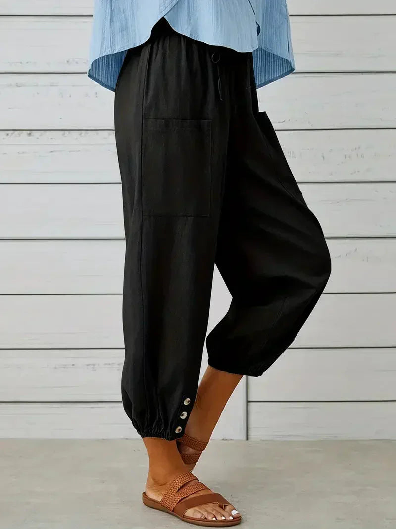 Damen Freizeit-Hose Elastischer Bund Kordelzug