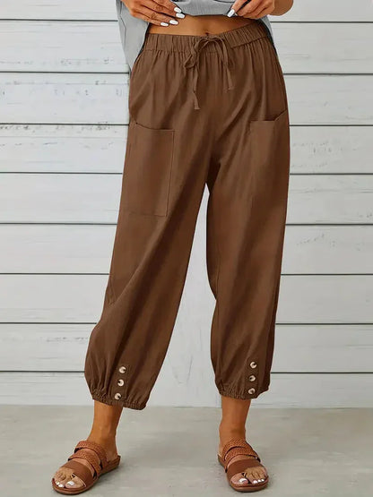 Damen Freizeit-Hose Elastischer Bund Kordelzug