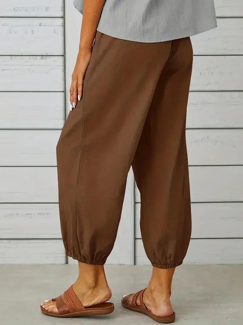 Damen Freizeit-Hose Elastischer Bund Kordelzug